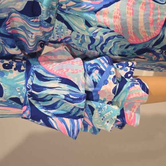 Lilly Pulitzer Vibrant Blue and Pink Ruffle Romper - Picture 5 of 10